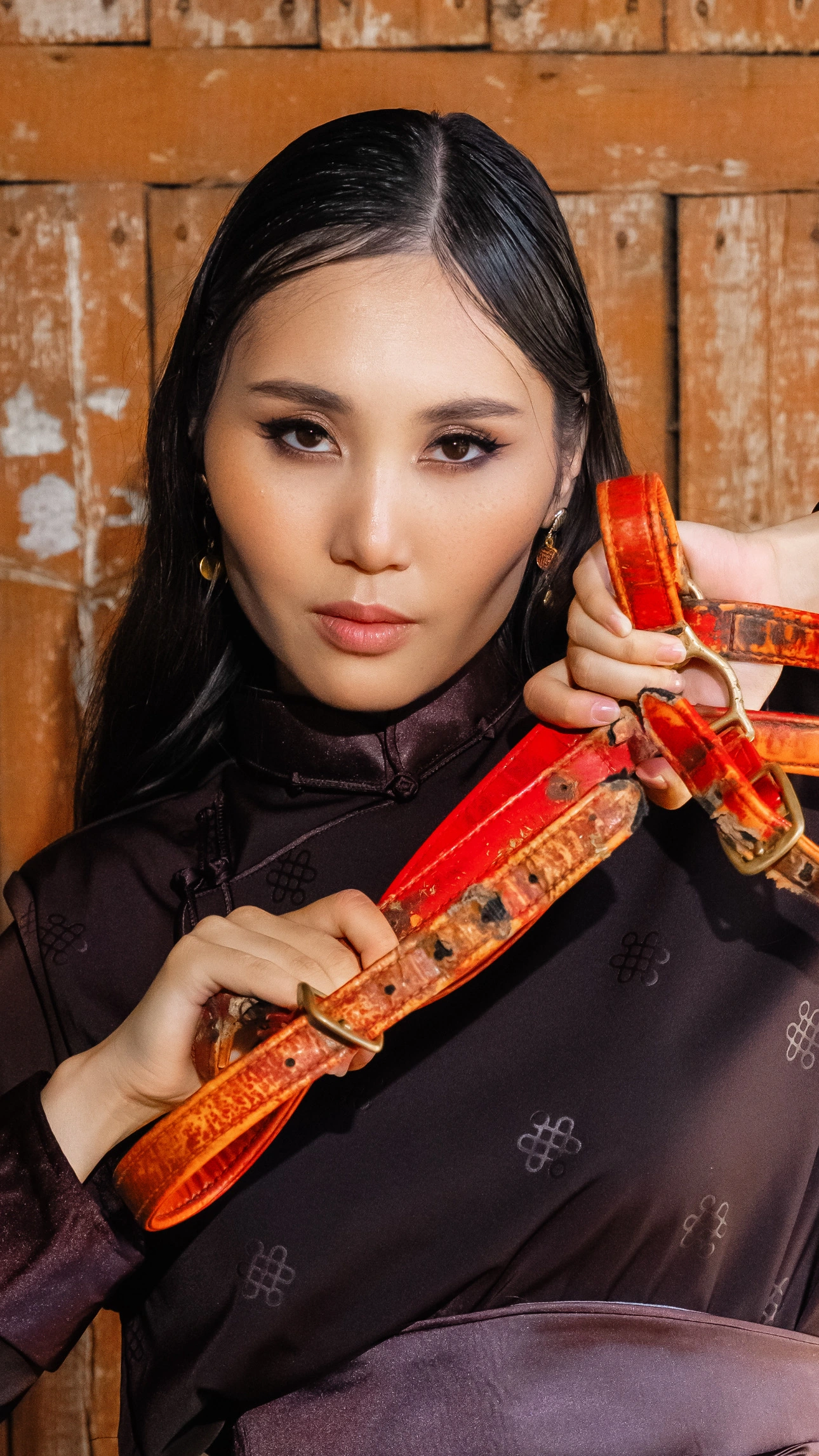Beauty close-up with defined eyeliner and luminous skin